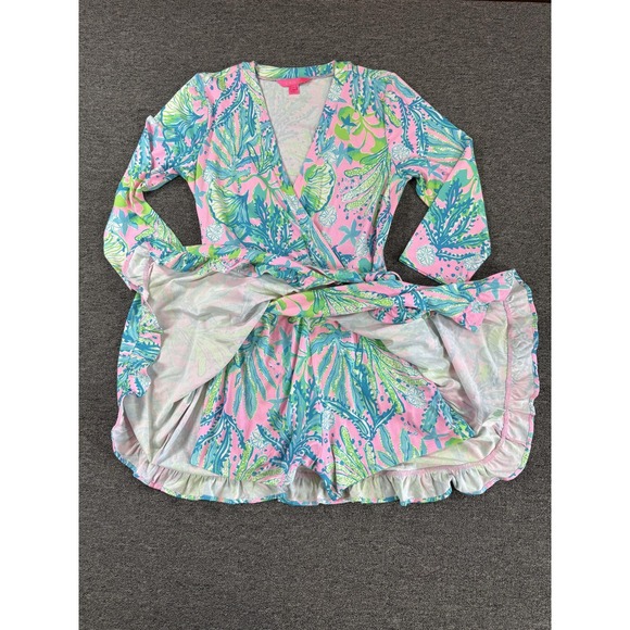 Lilly Pulitzer‎ Romper Womens Large Pink Jessalynne Wrap Romper Dress Mandevilla - Picture 3 of 10
